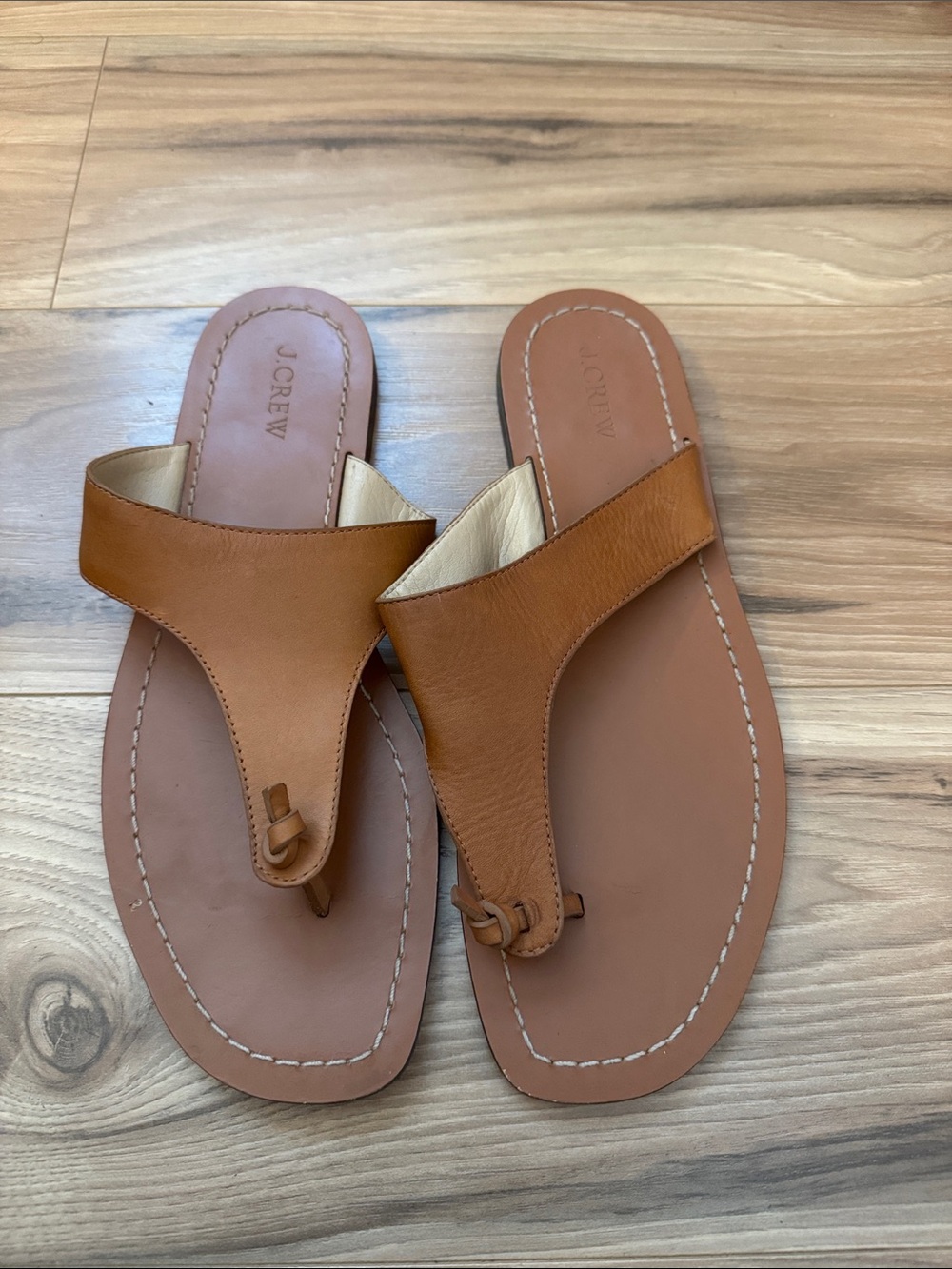 J. Crew Women’s Cognac Brown Leather Thong Sandals